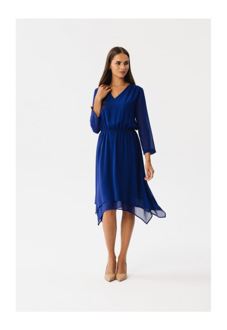 Rochie dama asimetrica -  Spumados - albastru de floarea de colt - XXL