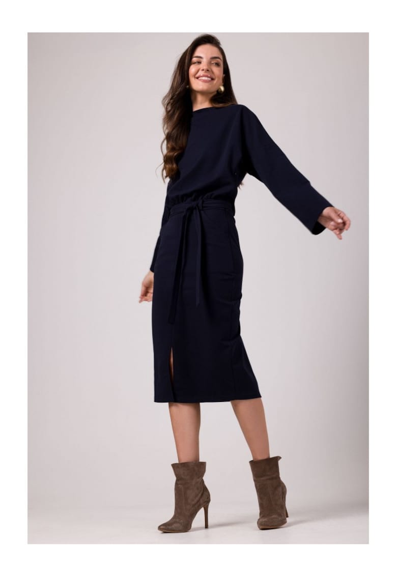Rochie tip creion midi cu brau -