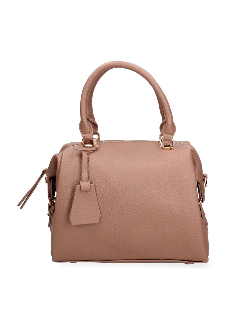 Geanta bowler de piele ecologica - Maro taupe