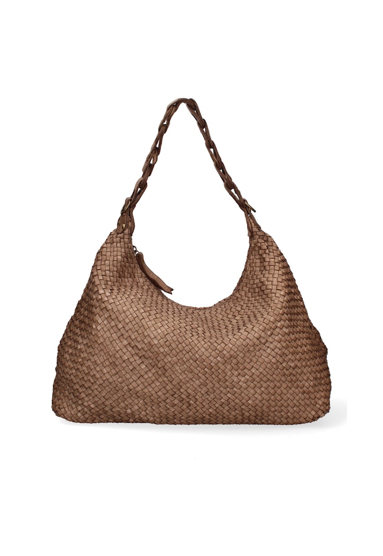 Geanta shopper de piele cu aspect tesut