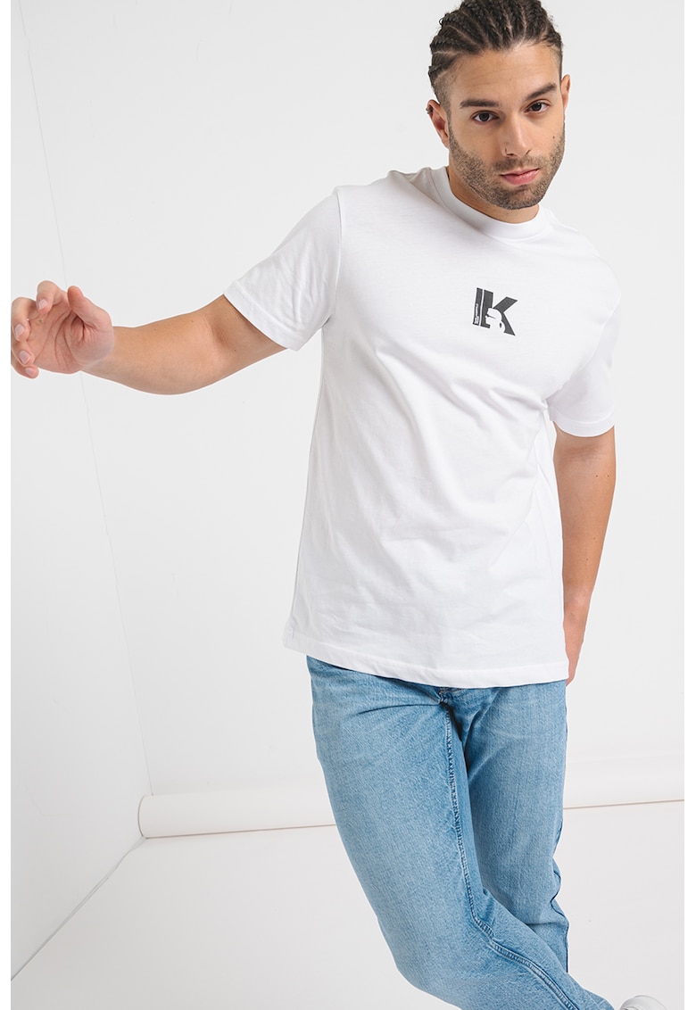 Tricou de bumbac organic - Negru stins/Alb optic