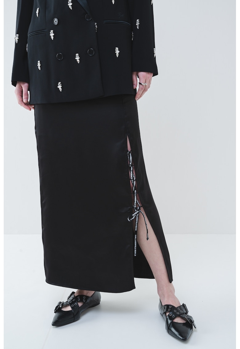 Fusta midi cu slit lateral