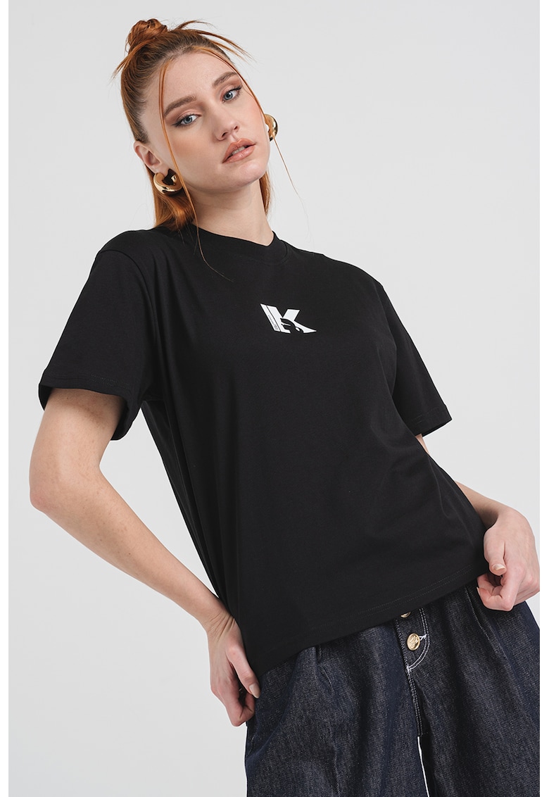 Tricou uni de bumbac - Negru/Alb optic