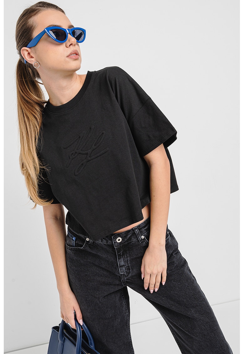 Tricou crop supradimensionat de bumbac organic