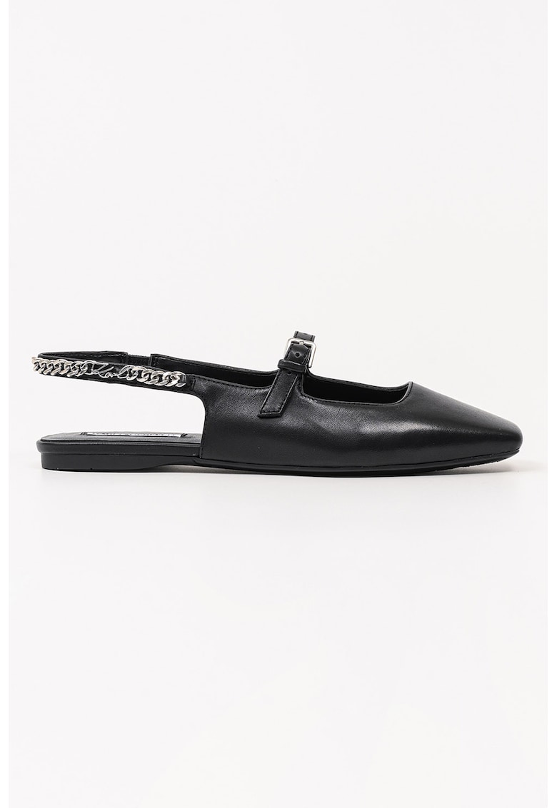 Balerini slingback din piele - Negru