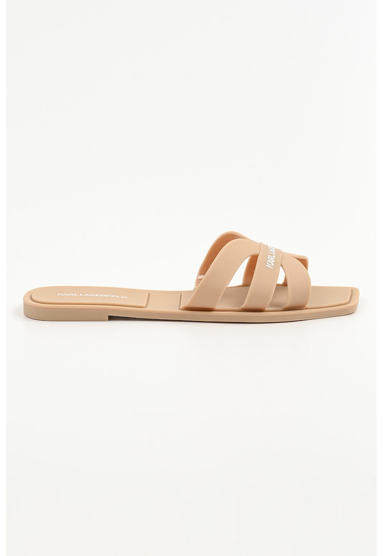 Papuci cu logo - Maro camel
