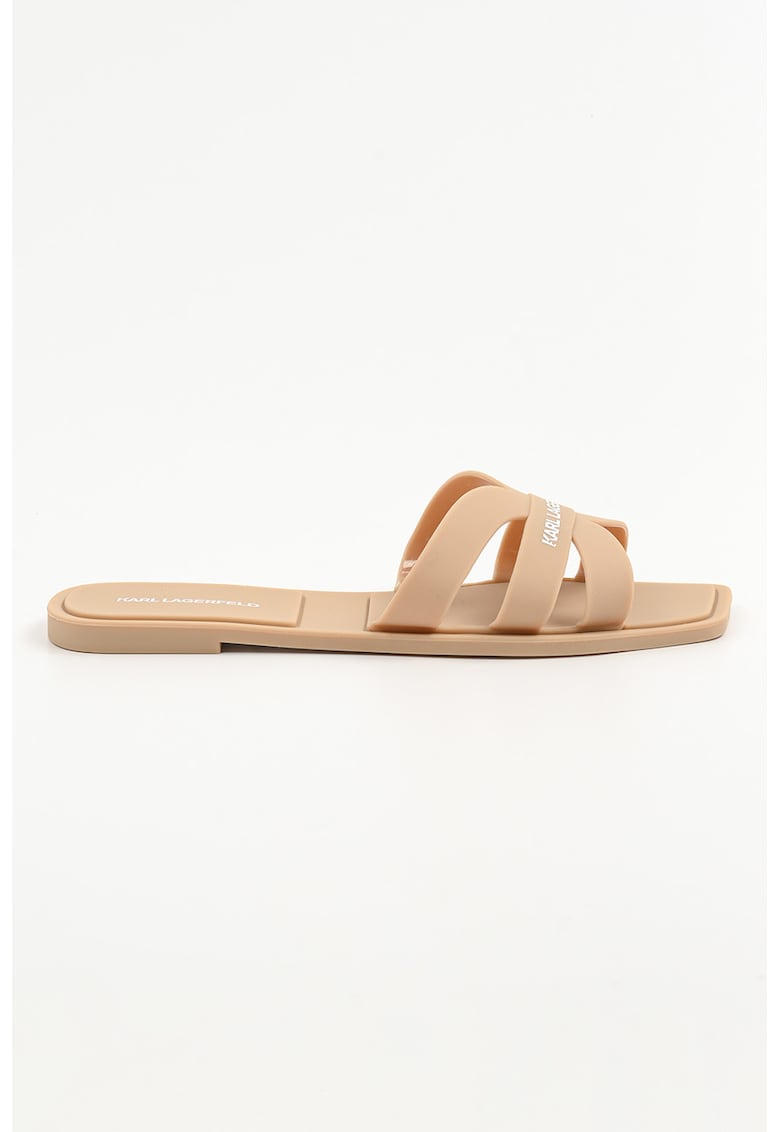 Papuci cu logo - Maro camel