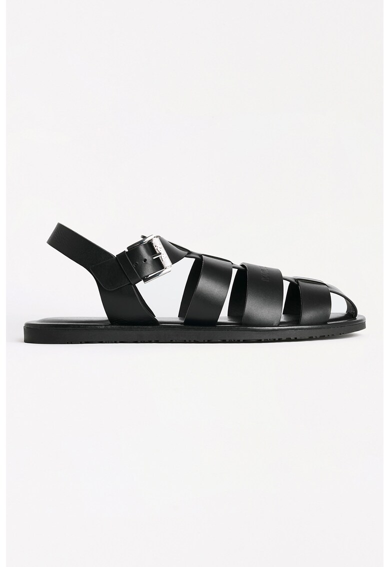 Sandale fisherman din piele - Negru