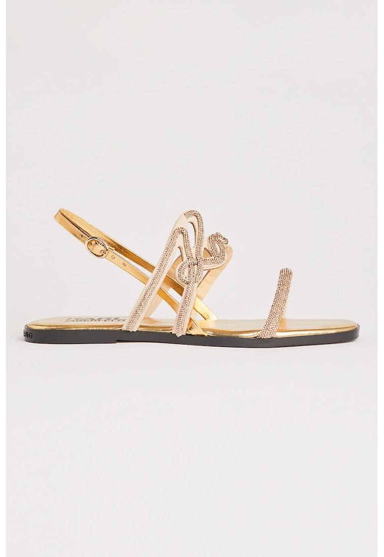 Sandale slingback cu strasuri - Auriu