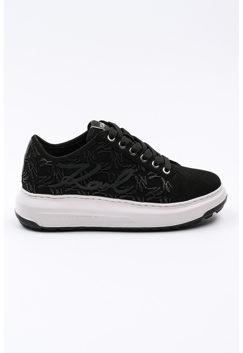 Pantofi sport cu insertie din piele - Negru