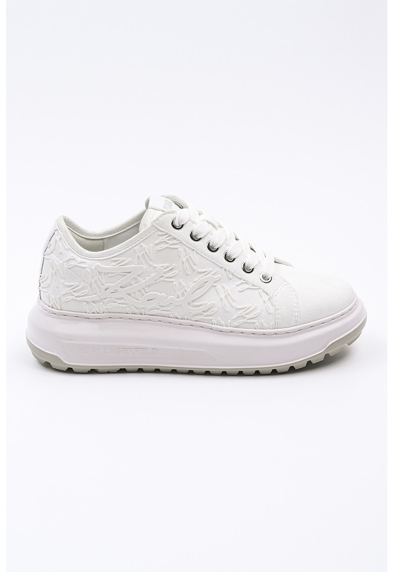 Pantofi sport cu insertie din piele - Alb