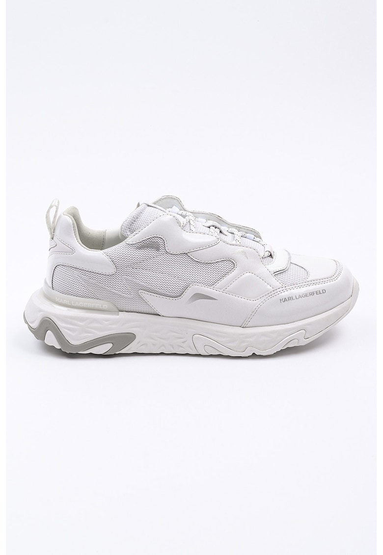 Pantofi sport cu garnituri din piele - Alb/Argintiu