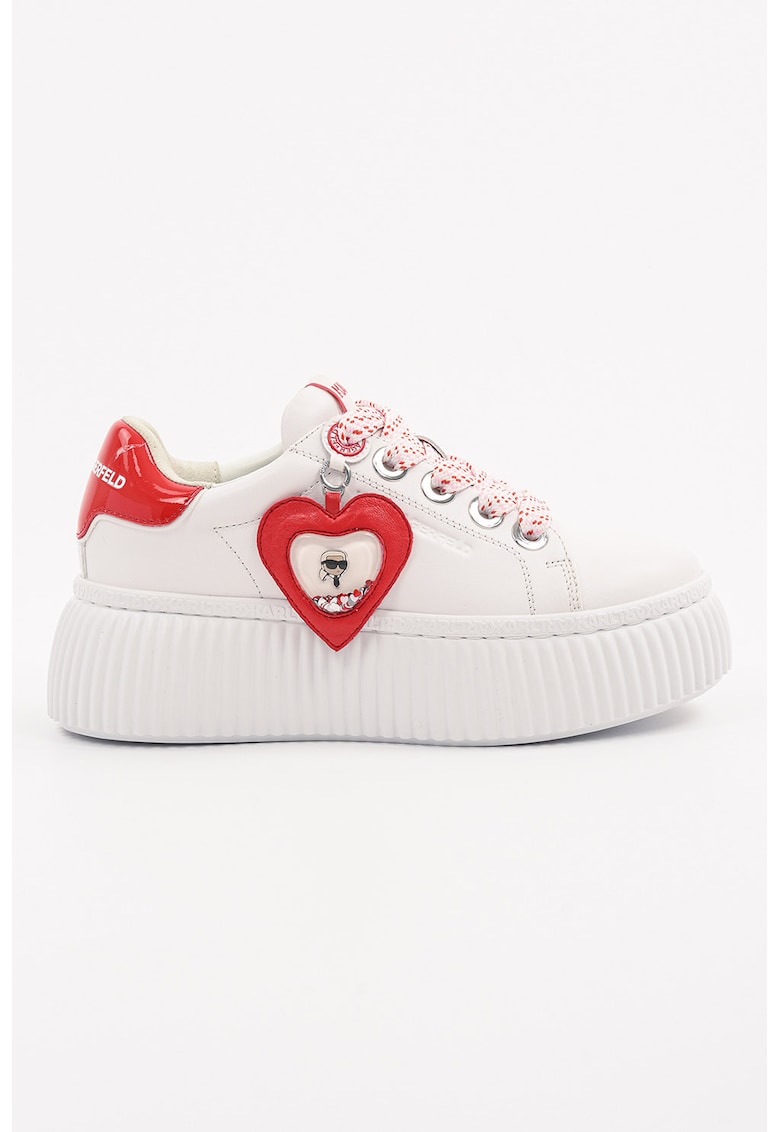 Pantofi sport wedge din piele cu accesoriu logo