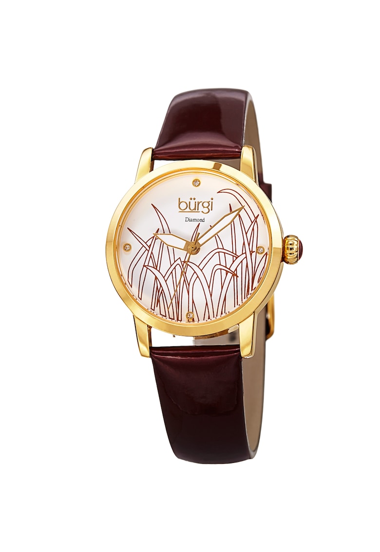 Ceas cu o curea din piele lacuita