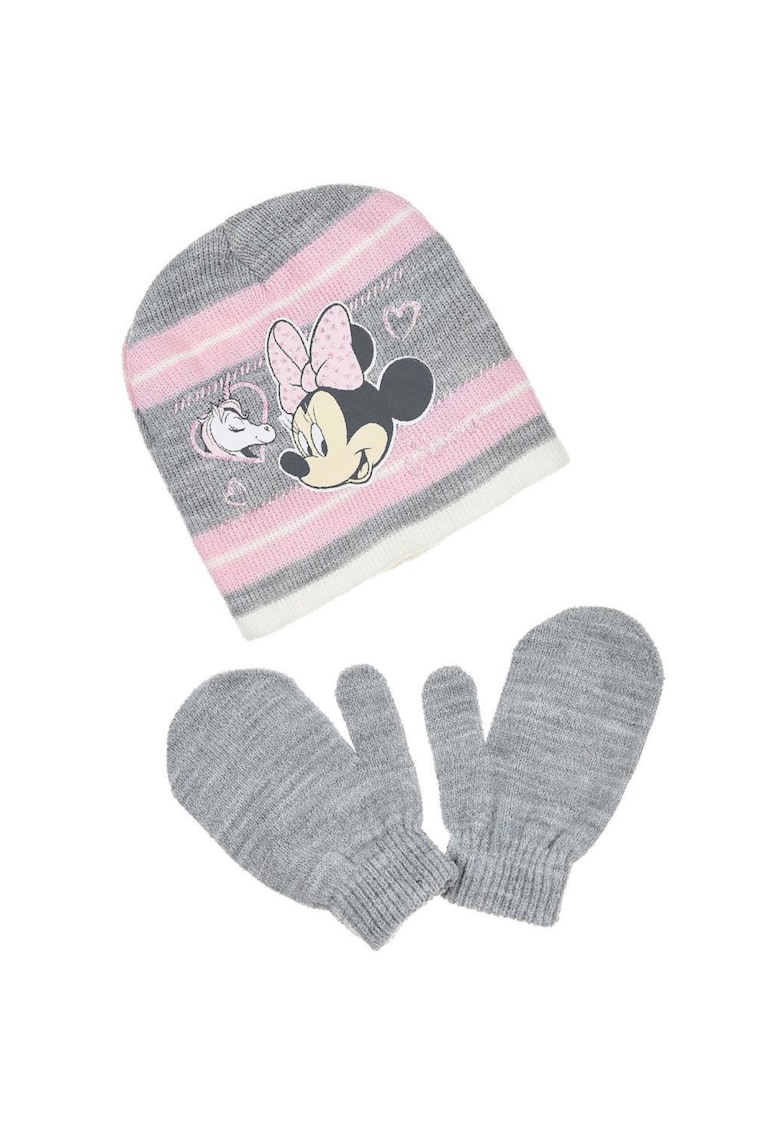 Set Caciula si Manusi Myszka Minnie - Acril - gri -