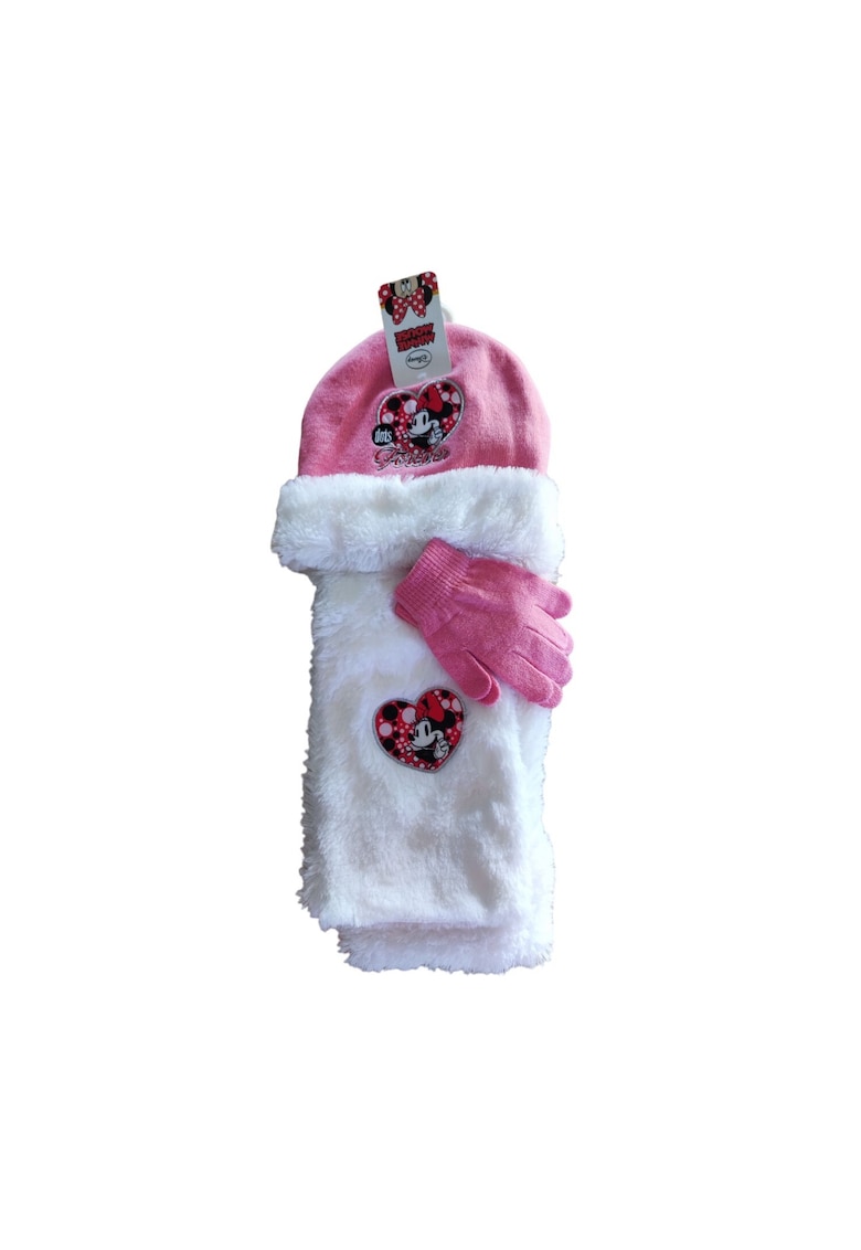Set palarie - esarfa si manusi Minnie Mouse - roz -
