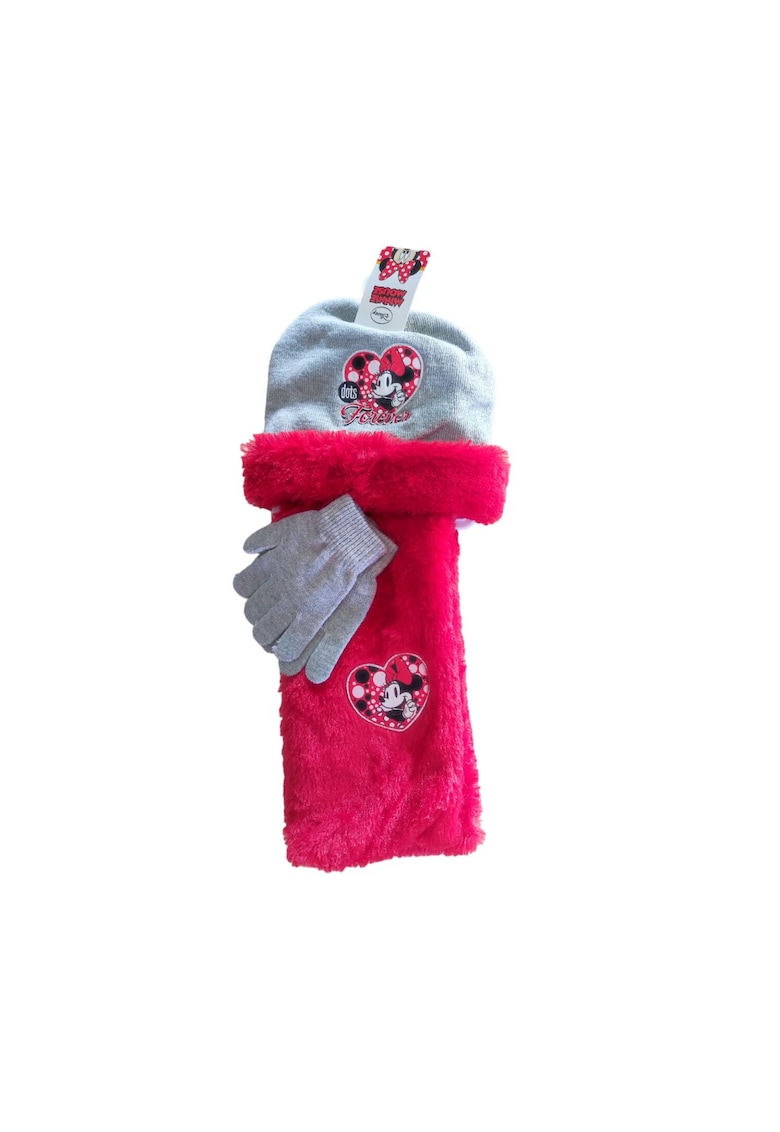 Set caciula - rosu/gri - 52 - manusi - fular - acril Set caciula - rosu/gri - 52 - manusi - fular - acril