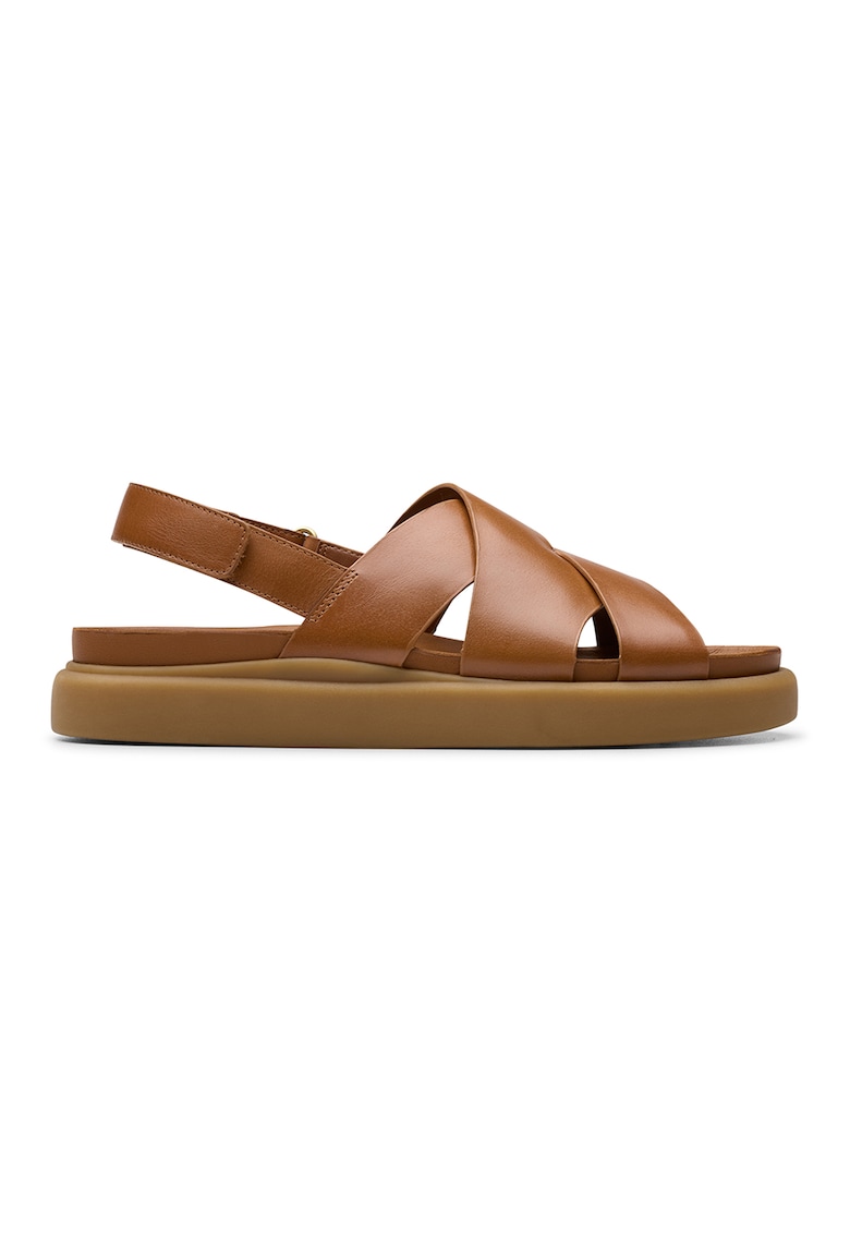 Sandale de piele cu barete incrucisate Aristella - Caramel