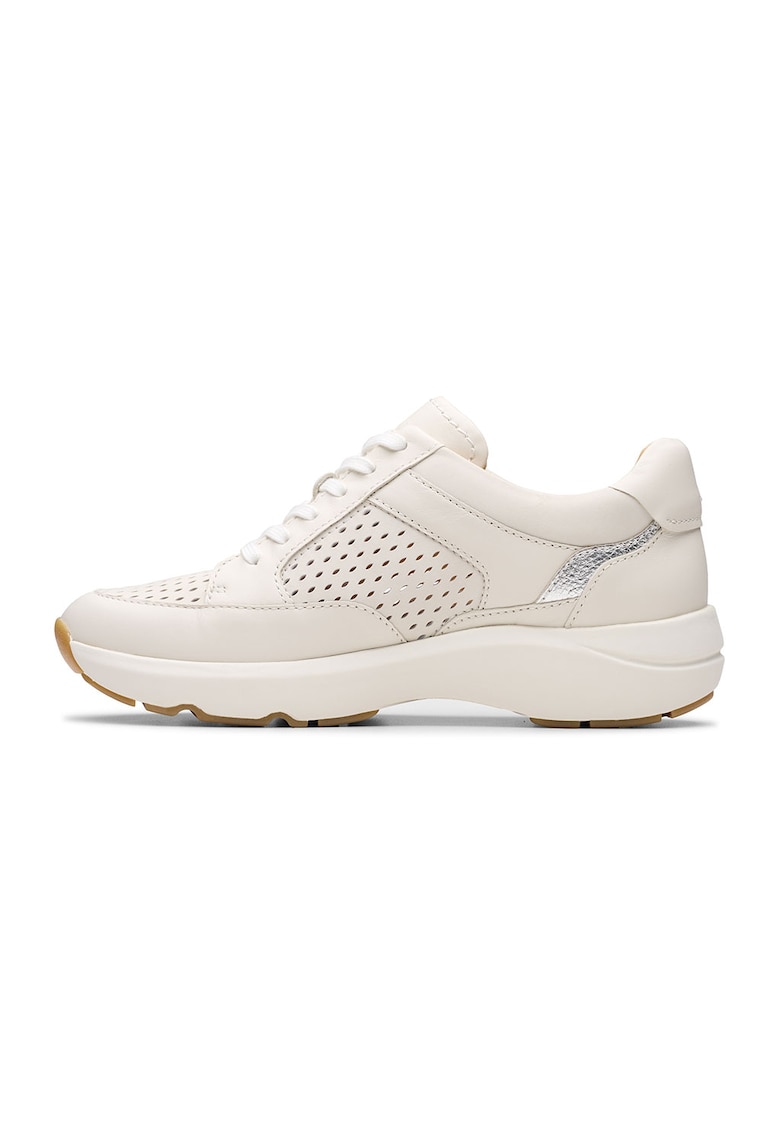 Pantofi sport demi-wedge cu garnituri din piele