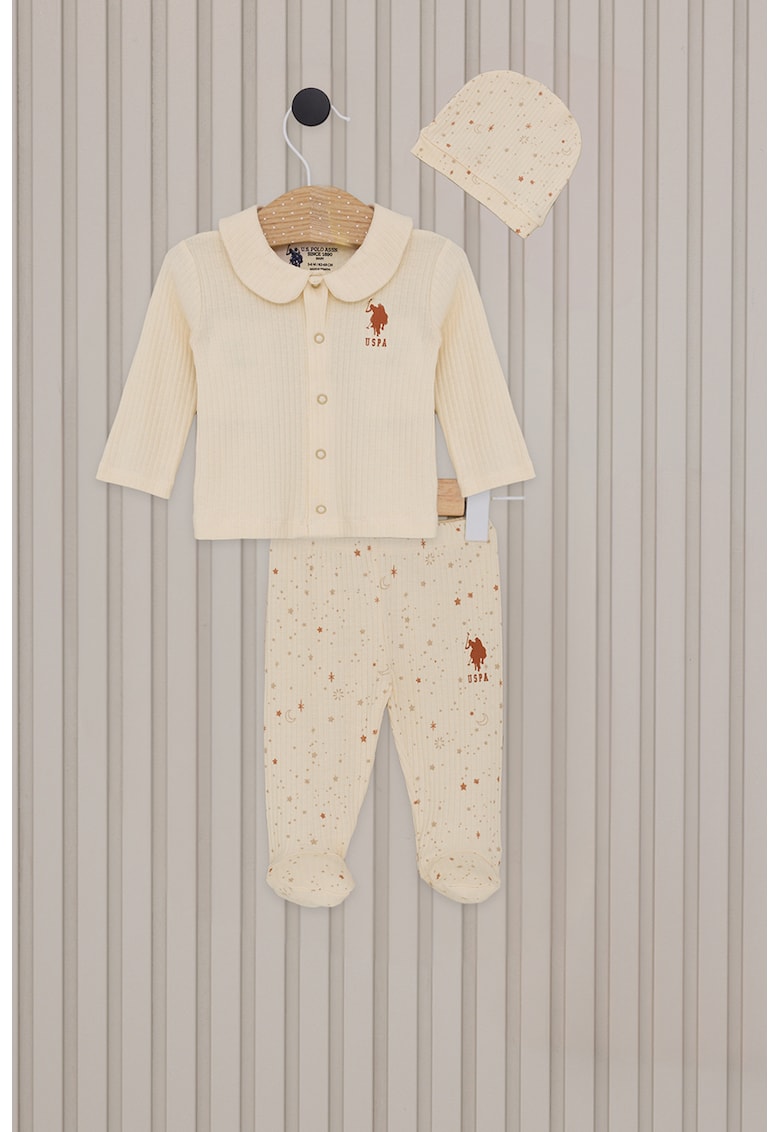 Set de colanti si camasa cu guler Peter Pan si striatii - 2 piese