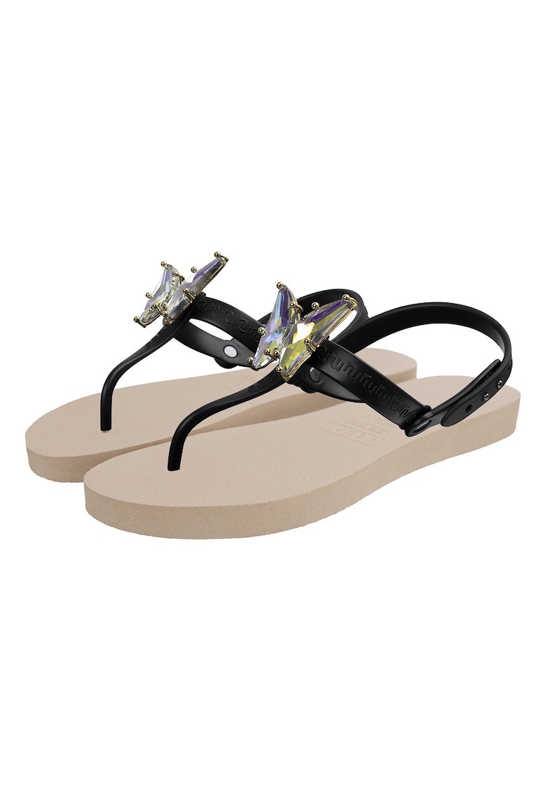 Papuci flip-flop cu strasuri in forma de fluture