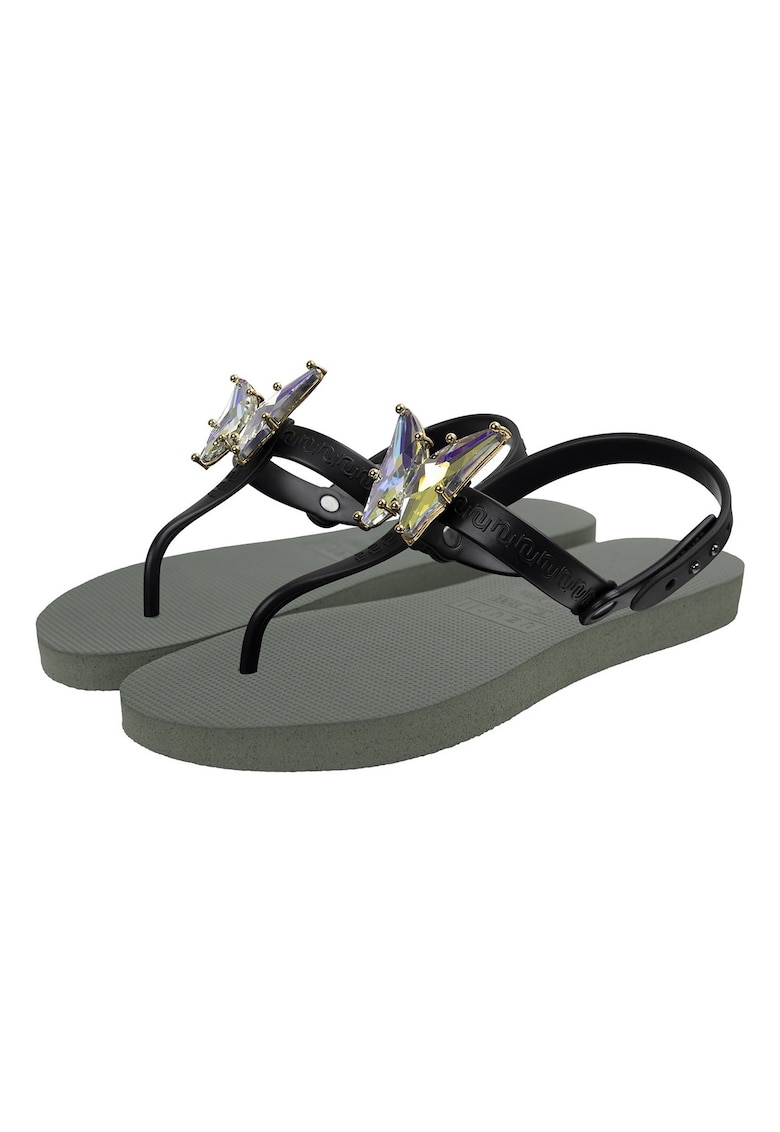 Papuci flip-flop cu strasuri in forma de fluture