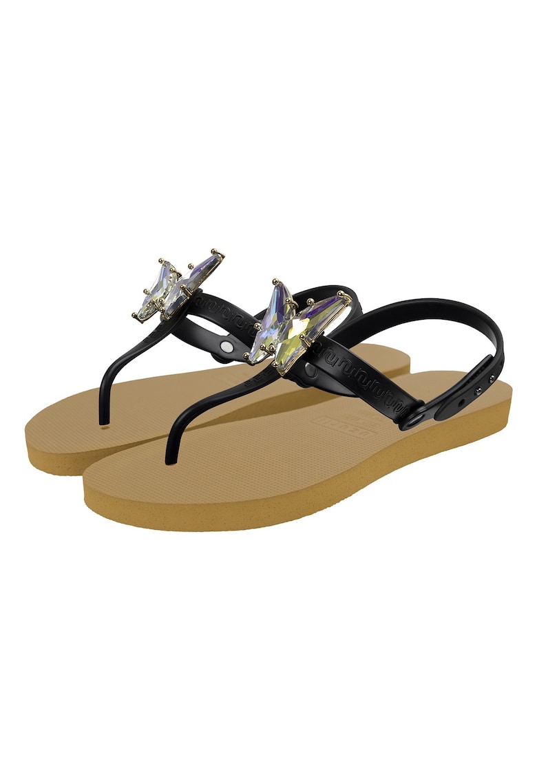 Papuci flip-flop cu strasuri in forma de fluture