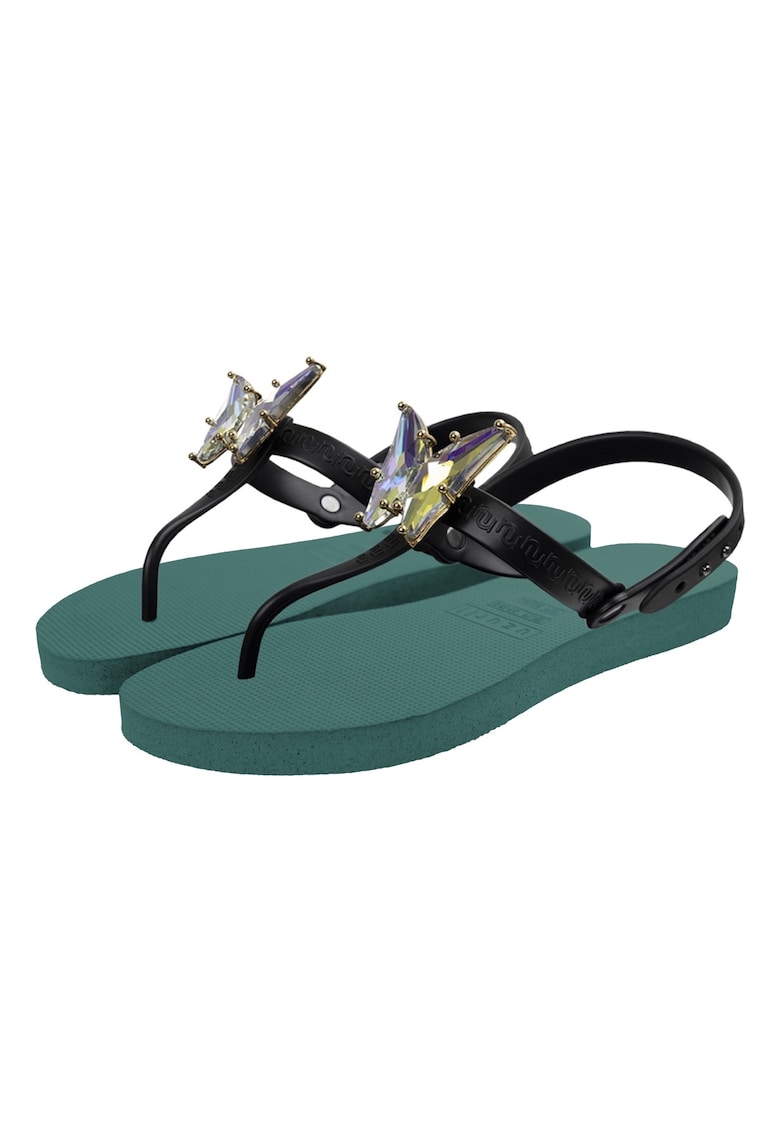 Papuci flip-flop cu strasuri in forma de fluture