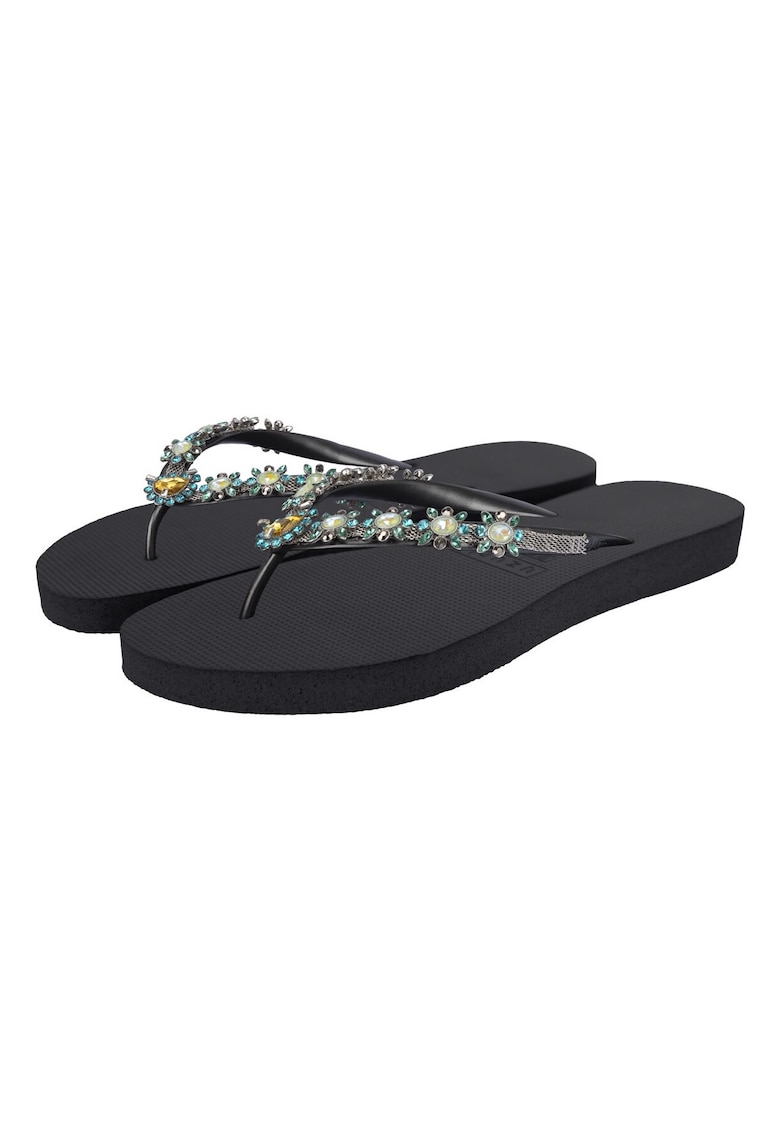 Papuci flip-flop cu strasuri Dolce Turquoise