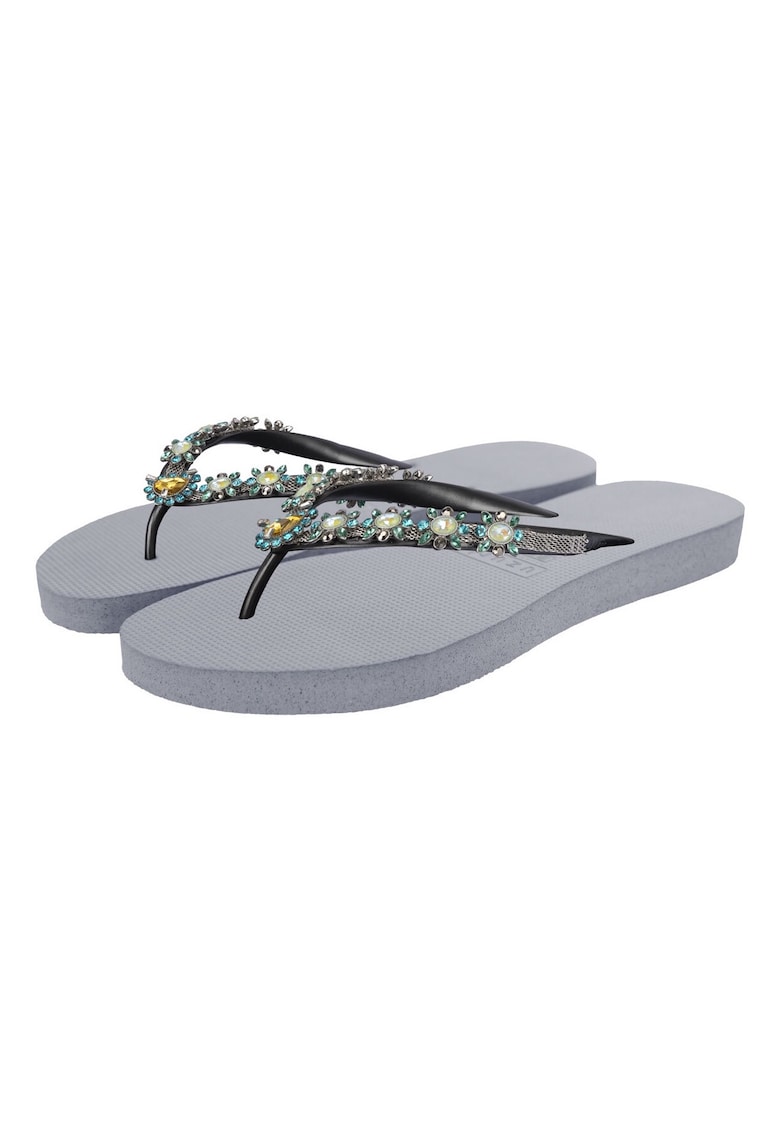 Papuci flip-flop cu strasuri Dolce Turquoise