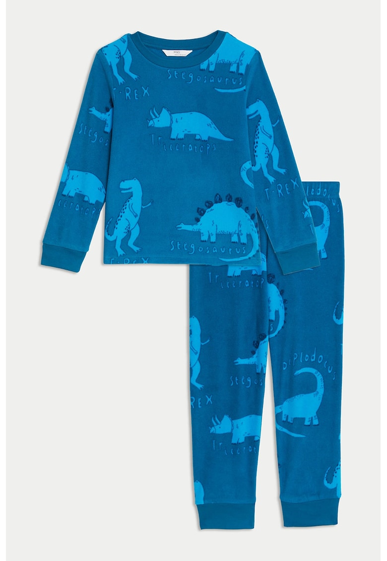 Pijama din fleece cu imprimeu cu dinozauri