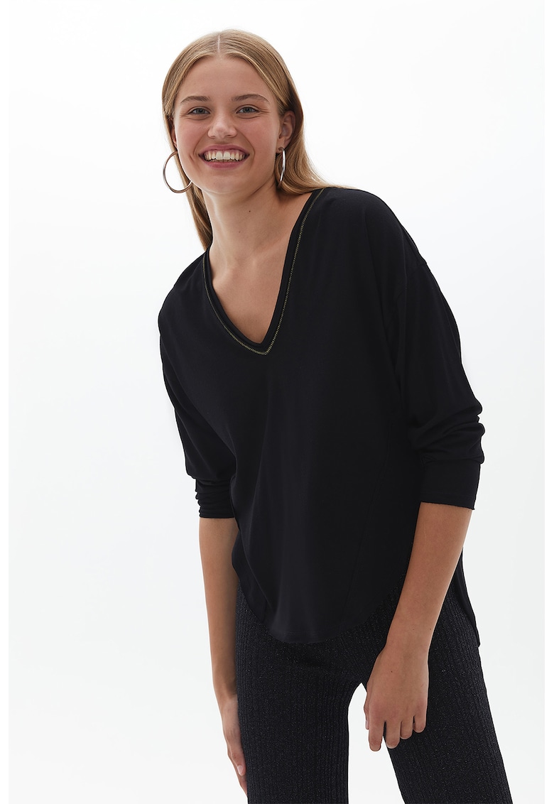 Bluza din amestec de modal cu decolteu in V