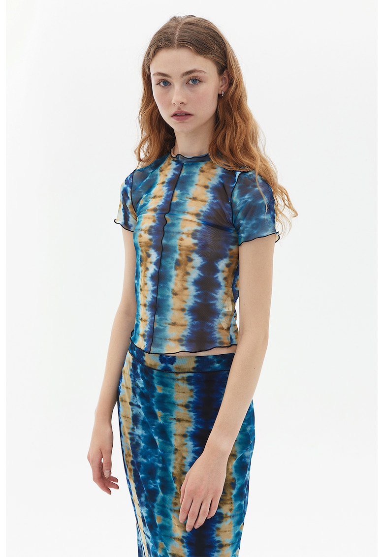 Tricou cu model si aspect semitransparent