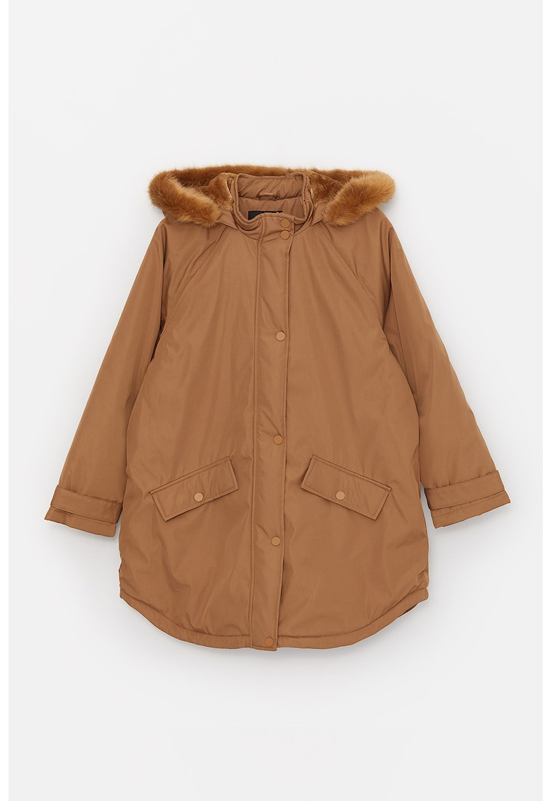 Jacheta parka cu garnitura detasabila din blana sintetica