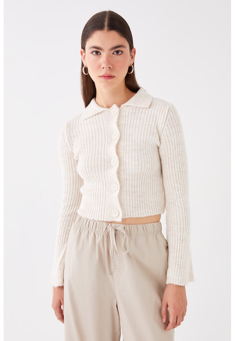 Pulover crop cu nasturi