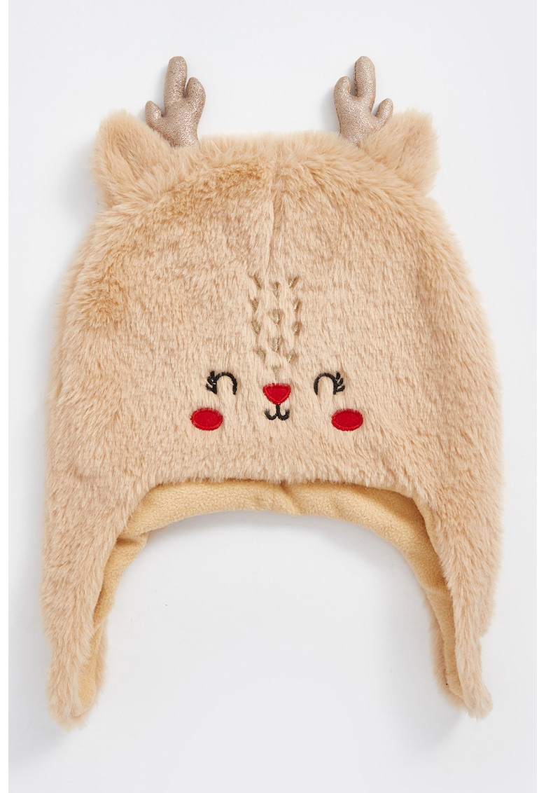Palarie pufoasa de iarna cu model ren Palarie pufoasa de iarna cu model ren