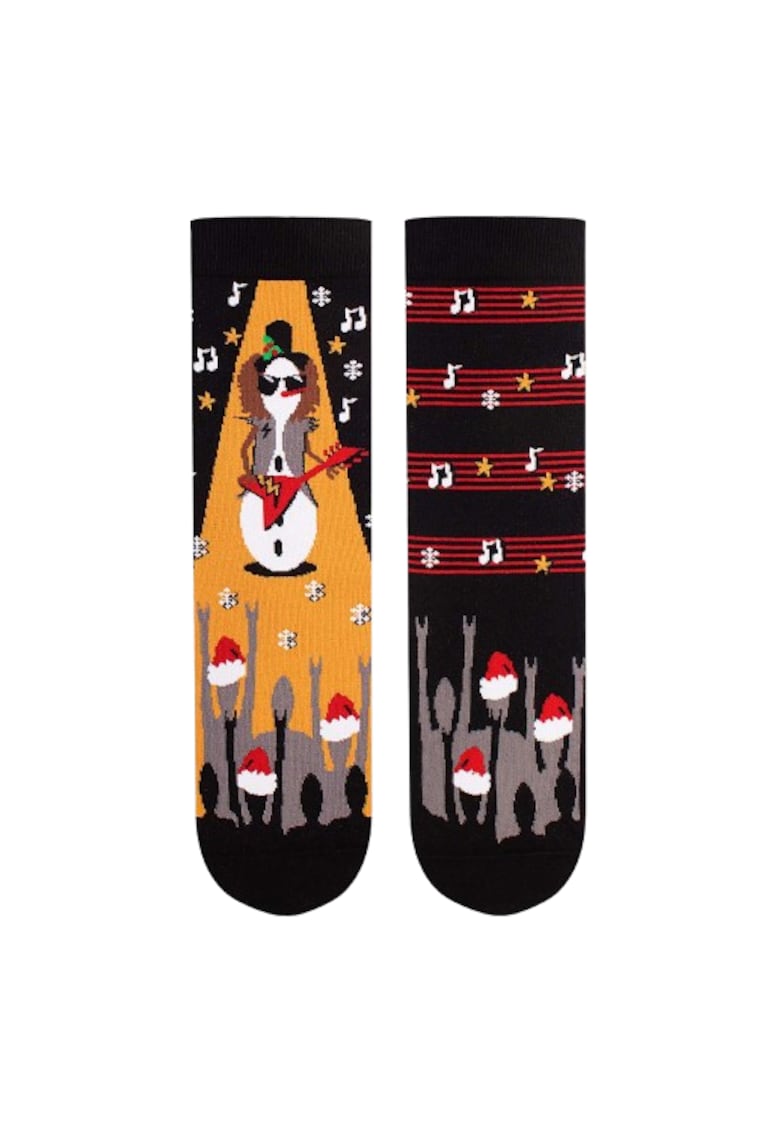 Sosete din bumbac organic de Craciun Arty Socks Om de Zapada Rocker Negru