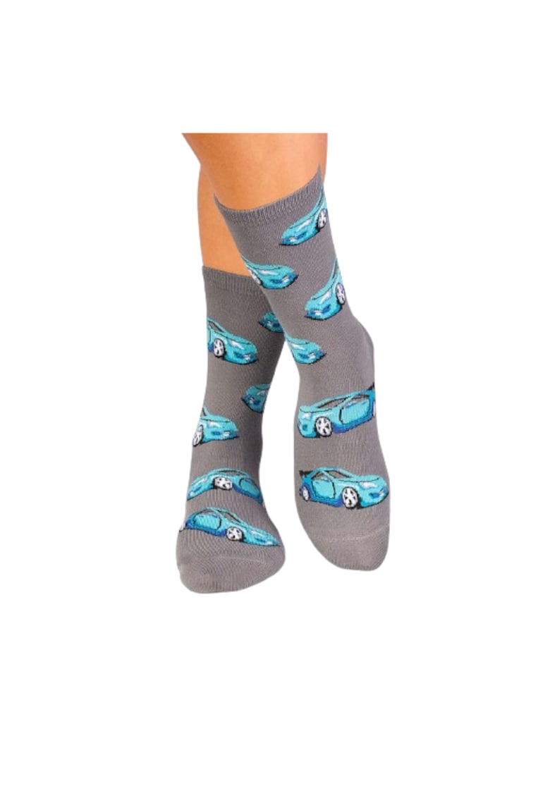 Sosete din bumbac organic cu Masina Sport Gri Sosete din bumbac organic cu Masina Sport Gri