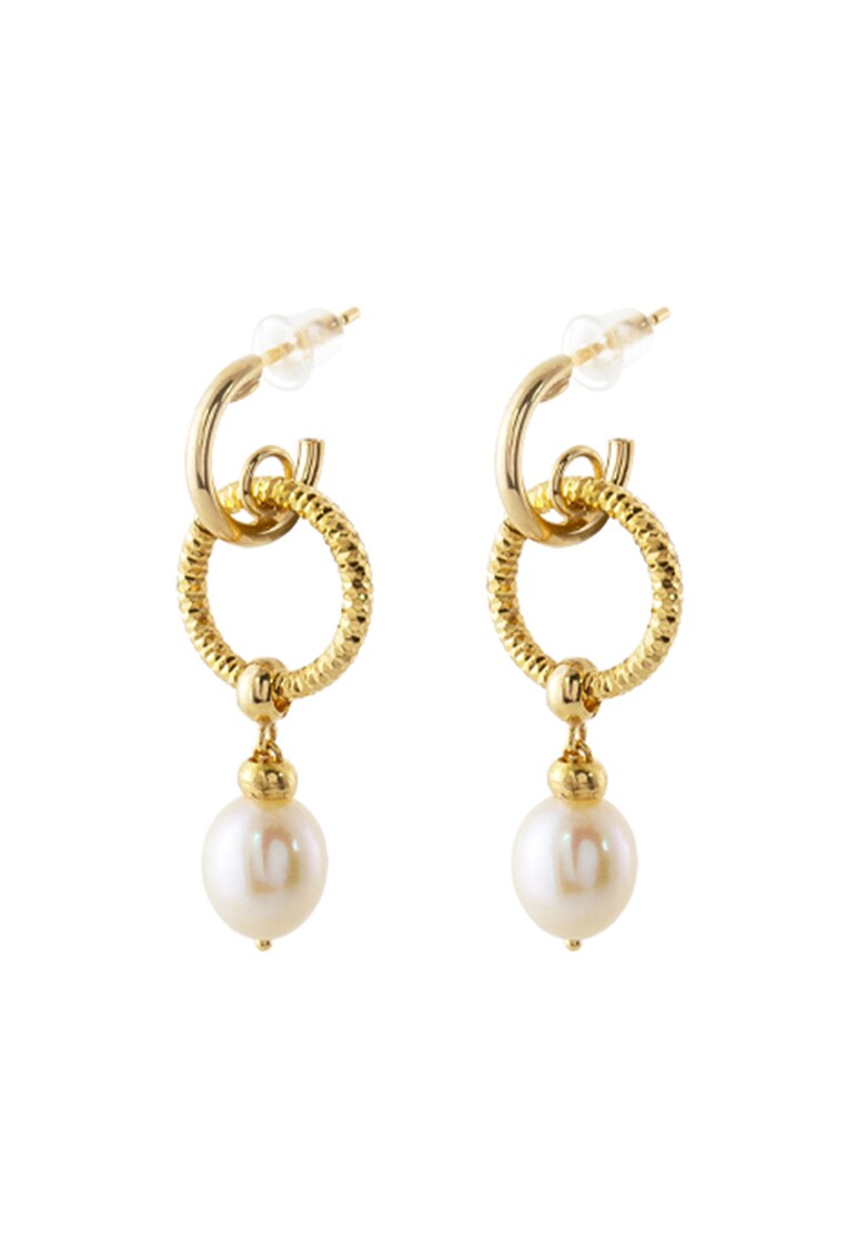 Cercei placati cu aur de 18K si decorati cu perle