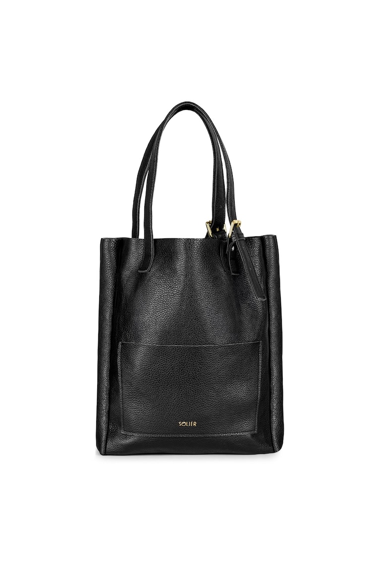 Geanta shopper din piele pentru femei - Geanta neagra de umar - Geanta eleganta si spatioasa din piele naturala - Ideala pentru cumparaturi - munca si intalniri