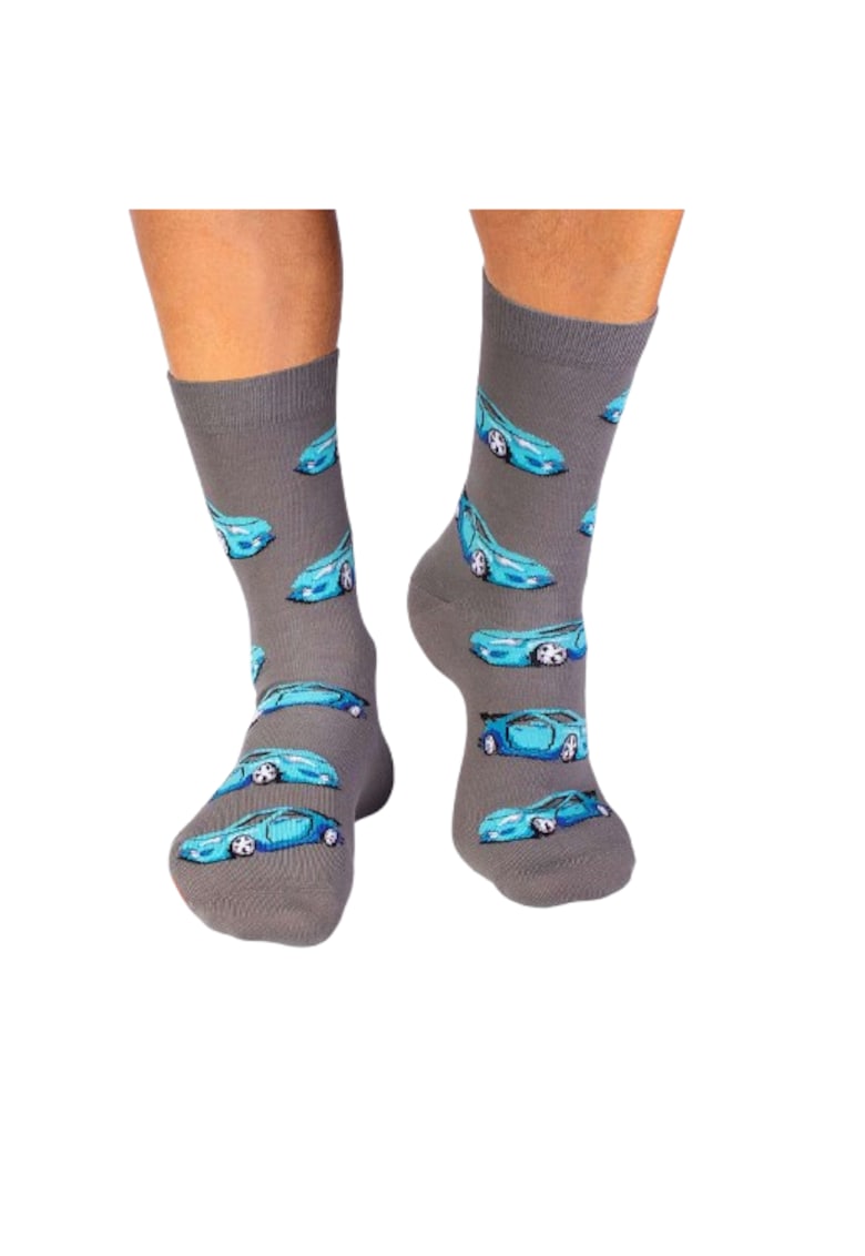 Sosete barbati din bumbac organic cu Masina Sport - 39-42 EU - Gri