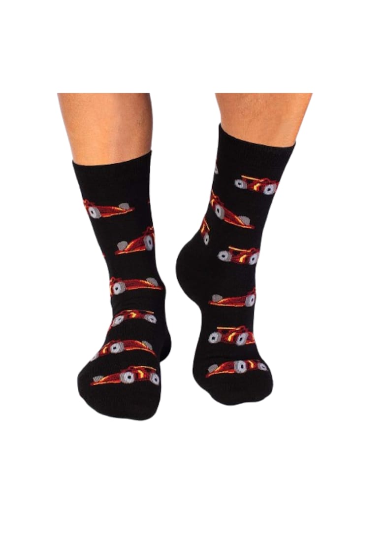 Sosete din bumbac organic cu Masina de Formula 1 Negru