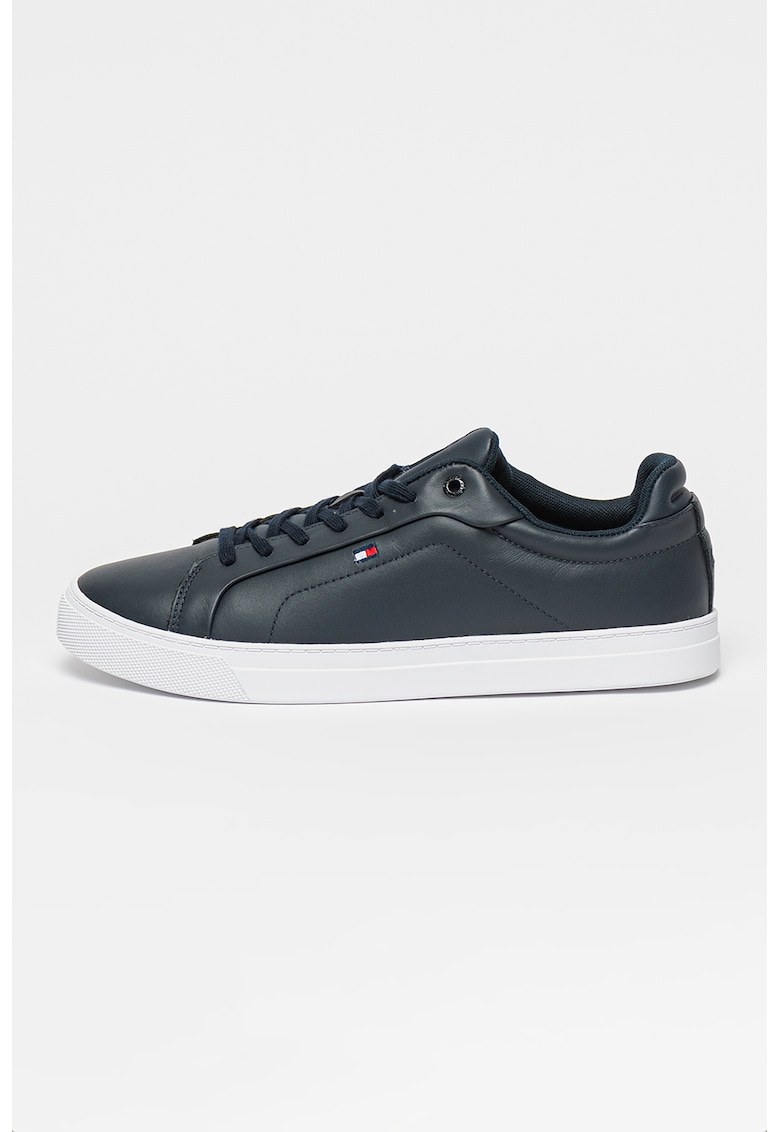 Pantofi sport din piele cu logo brodat discret Icoun Court - Albastru ultramarin