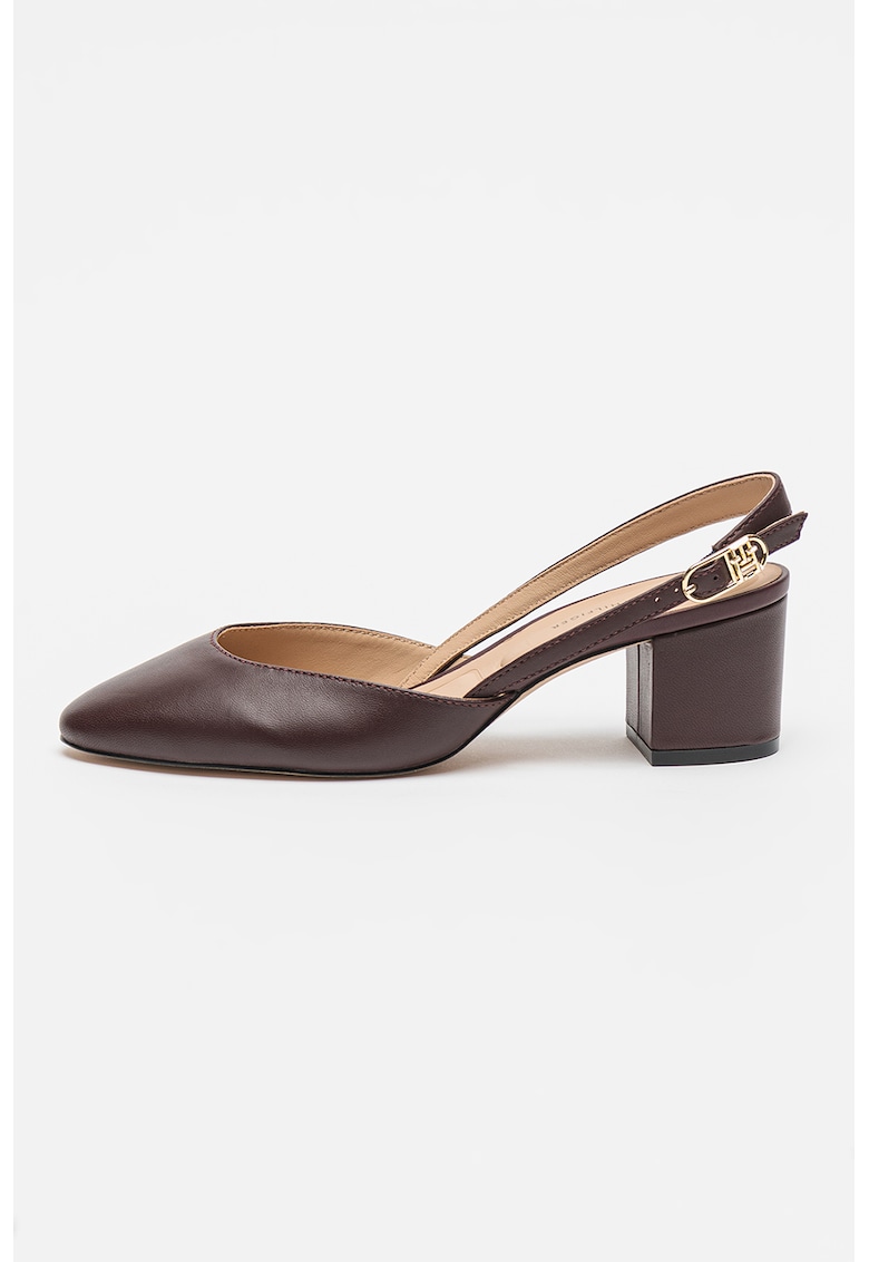 Pantofi slingback din piele - Maro inchis