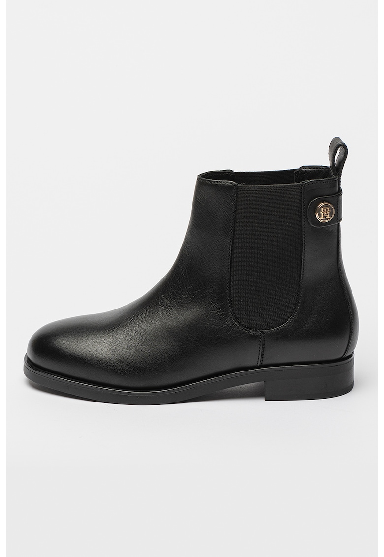 Ghete Chelsea de piele - Negru