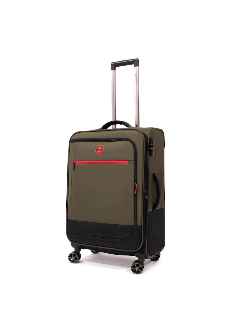 Troler Shadow cu 4 roti duble - Textil - 67x41x25 cm - Kaki