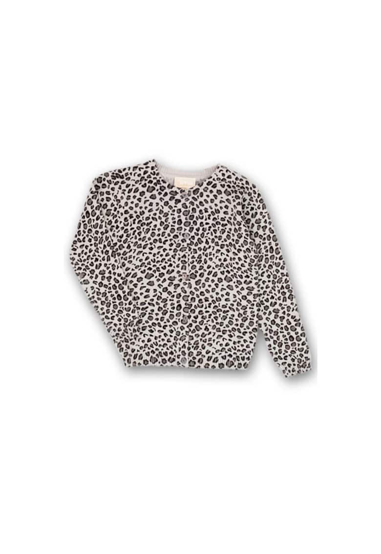 Pulover model leopard -  cu nasturi - gri - 40837 - 104 cm - Gri