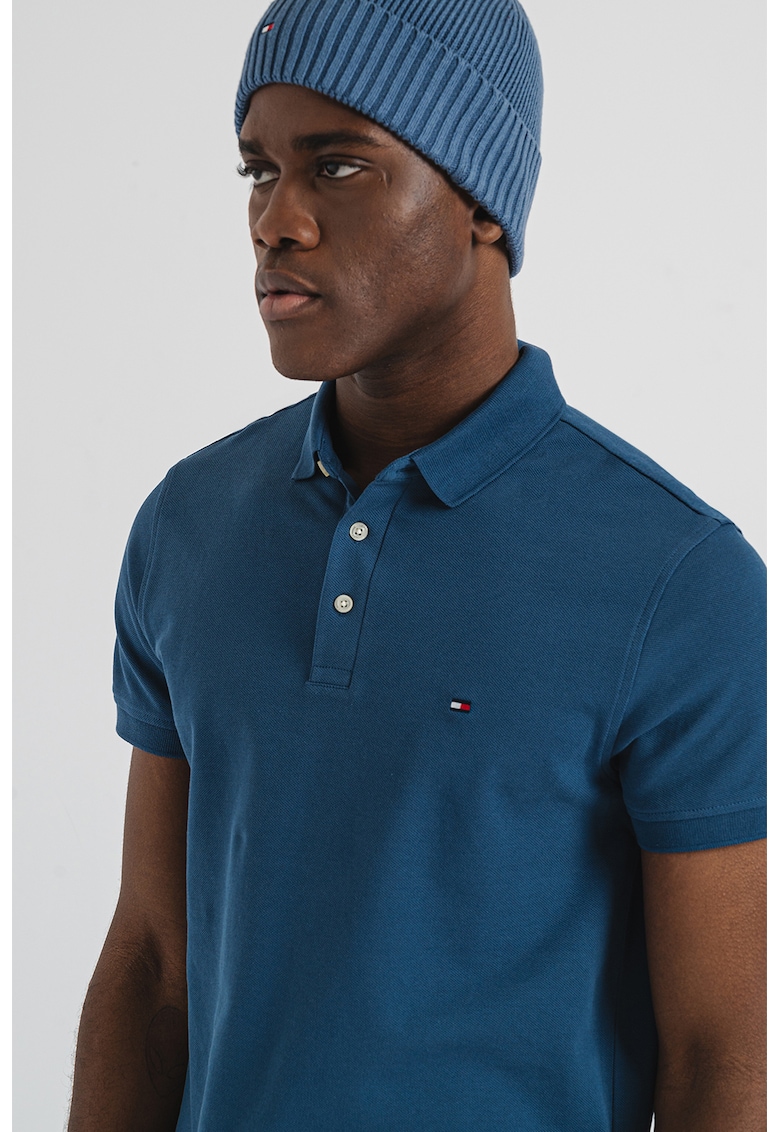 Tricou polo slim fit din amestec de bumbac organic