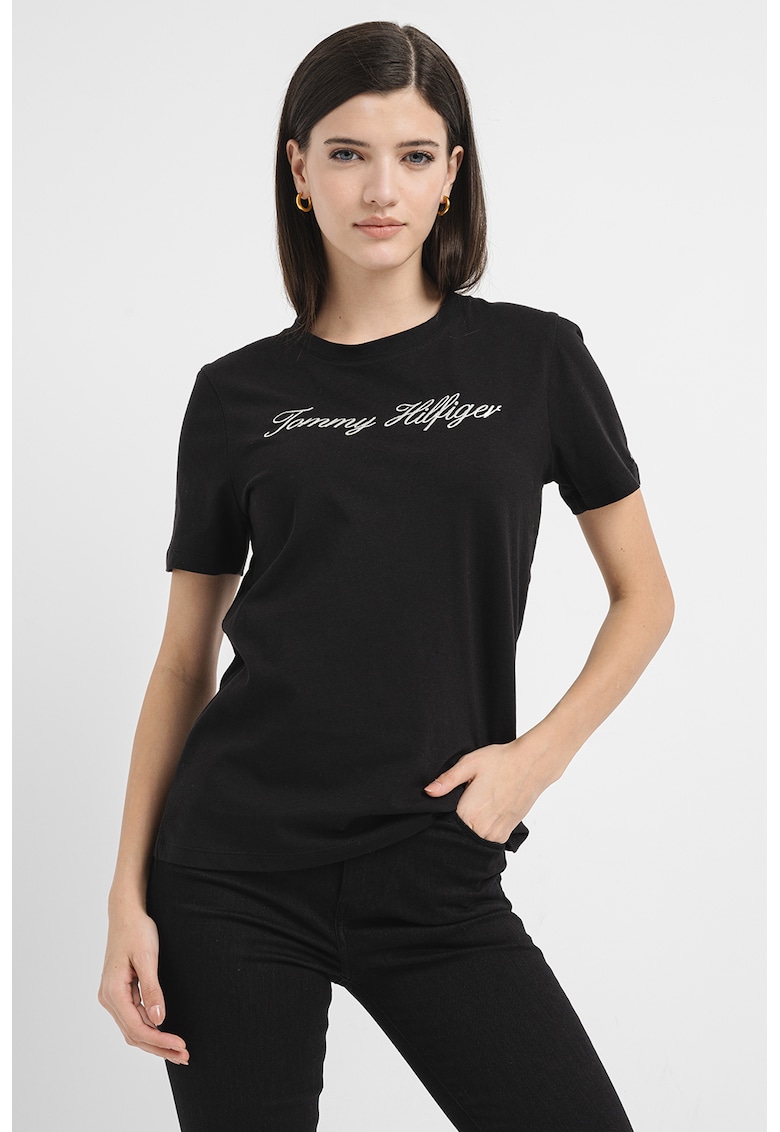 Tricou de bumbac organic cu broderie logo Tricou de bumbac organic cu broderie logo