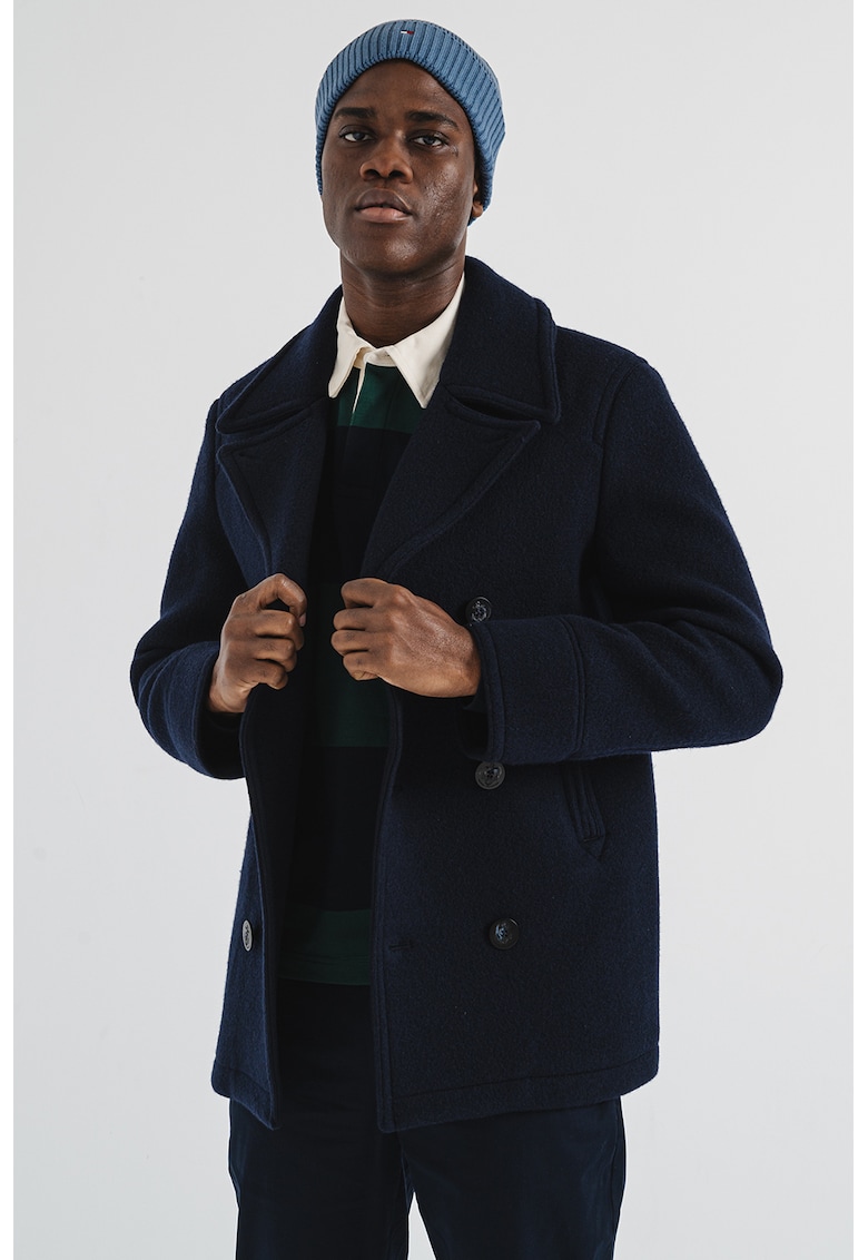 Palton scurt din amestec de lana - Albastru ultramarin